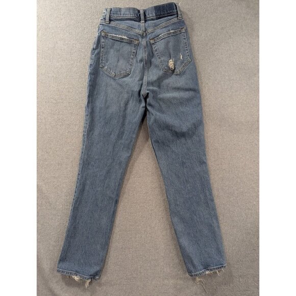 Abercrombie Fitch Jeans Womens Size 2 Blue Distressed '90s Straight High Rise - Picture 10 of 16
